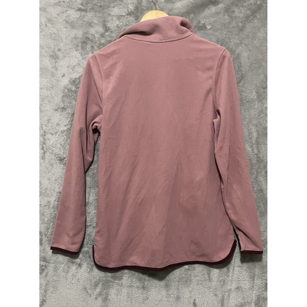 LL Bean Womens Full Zip Fleece Jacket M Pink Burgundy Trim 518458 Repreve F23 - Picture 8 of 8